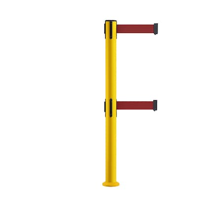 Stanchion Dual Belt Barrier Fixed Base Yellow Post 7.5ftMaroon Belt